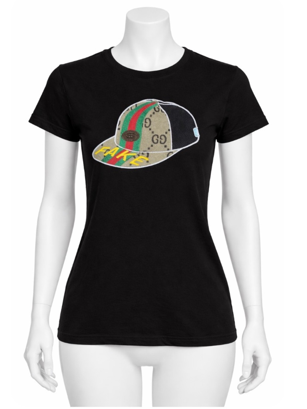 RARE Gucci Fake Black T-Shirt with Hat Graphic made in Italy Junior size 9/10